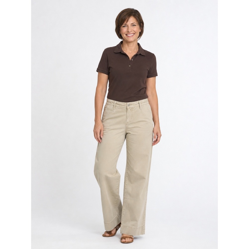 Horny Toad Women Beige Wide Leg Pants Size 6 Khaki Cotton Blend Casual Slacks